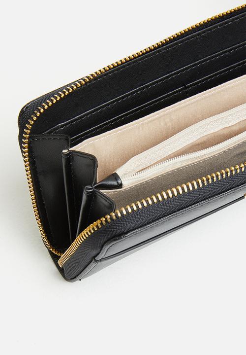 Pierre Cardin - Emma colour block zip-around purse  - black