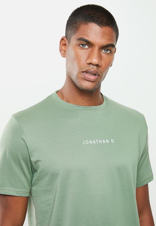 Jonathan D - Branded crew neck t-shirt regular fit - sage