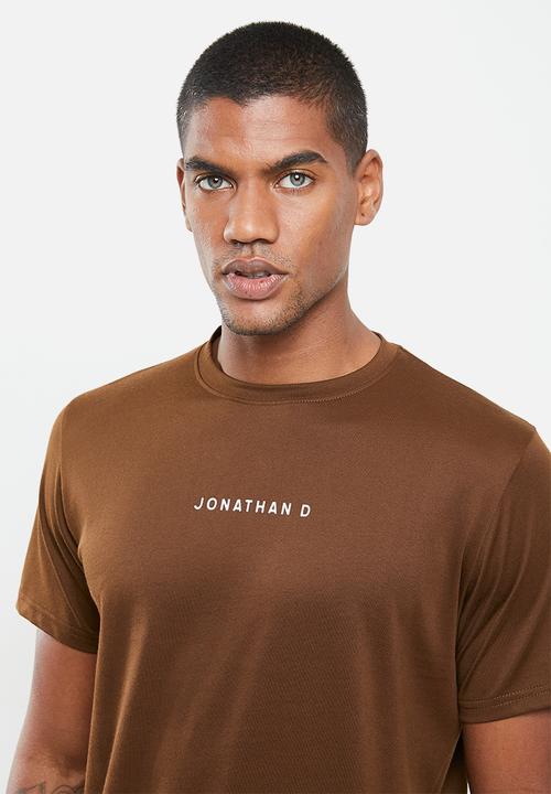 Jonathan D - Branded crew neck t-shirt regular fit - brown