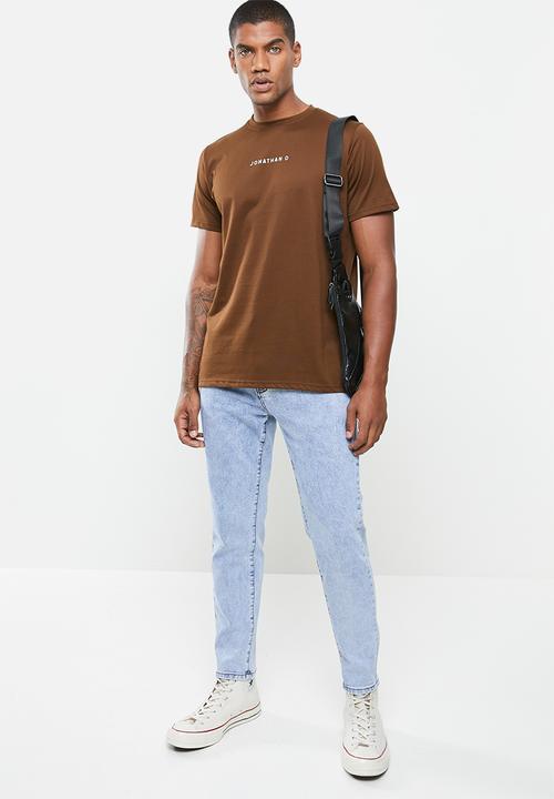Jonathan D - Branded crew neck t-shirt regular fit - brown