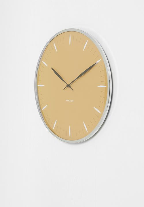 Present Time - Leaf wall clock - mustard yellow
