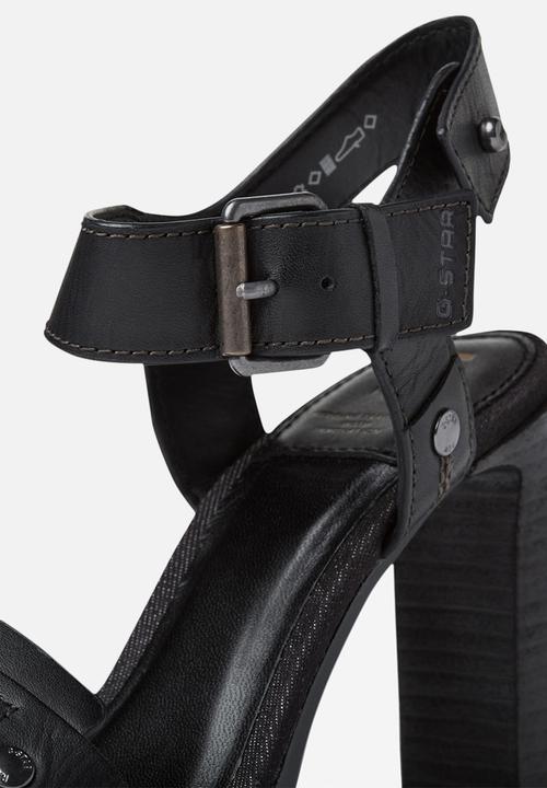 G-STAR - Corset leather sandal heel - black