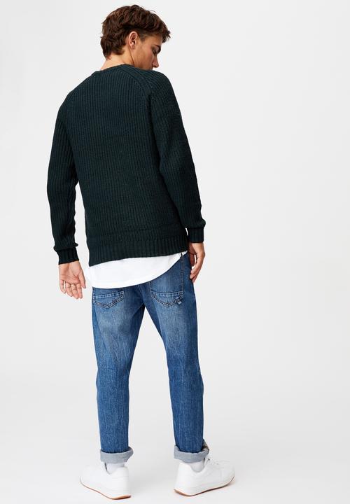 Cotton On - Fisherman knit - deep teal marle nep