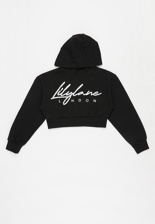 Lilylane - Melba cropped printed hoodie - black