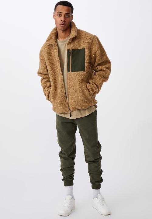 Cotton On - Pocket teddy zip thru - tan