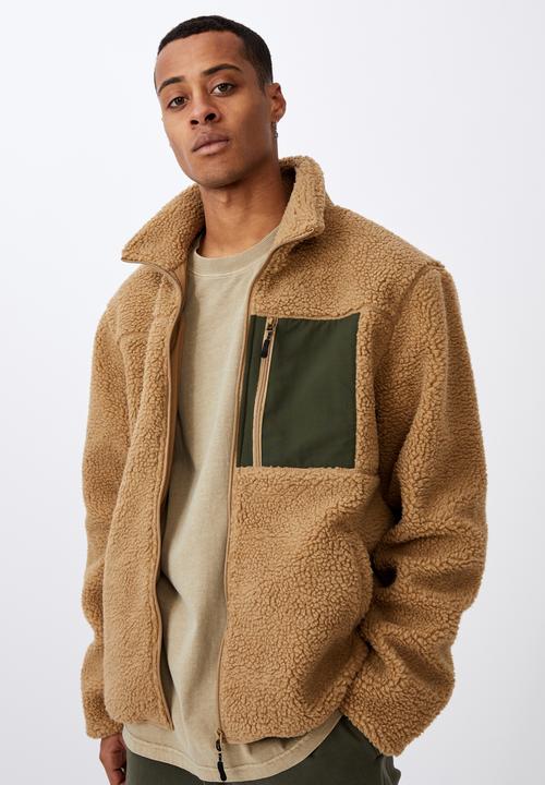 Cotton On - Pocket teddy zip thru - tan