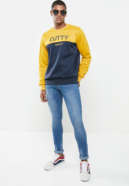 Cutty - Crew sweat - navy & yellow