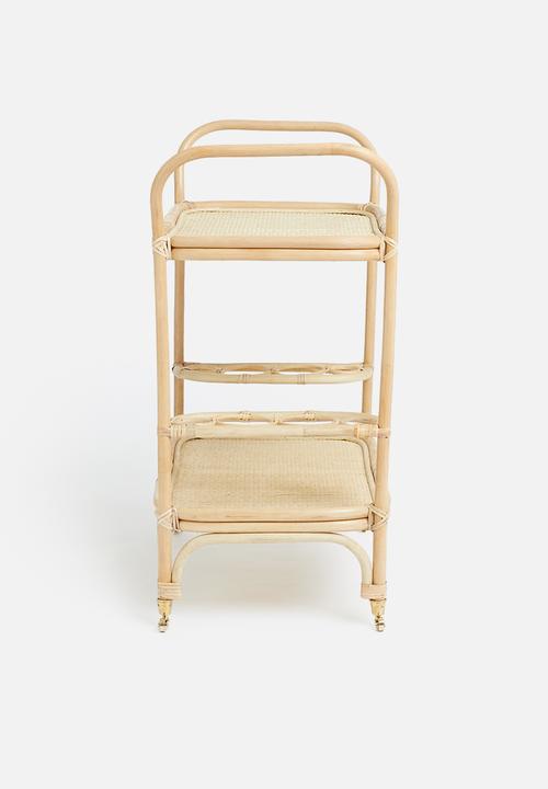Sixth Floor - Rattan drinks trolley - natural