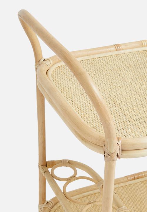 Sixth Floor - Rattan drinks trolley - natural