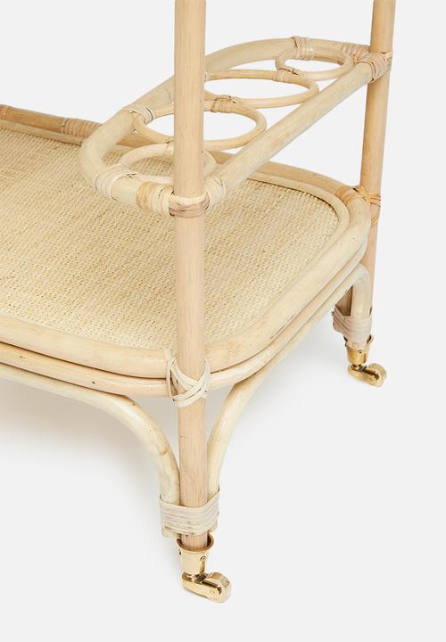 Sixth Floor - Rattan drinks trolley - natural