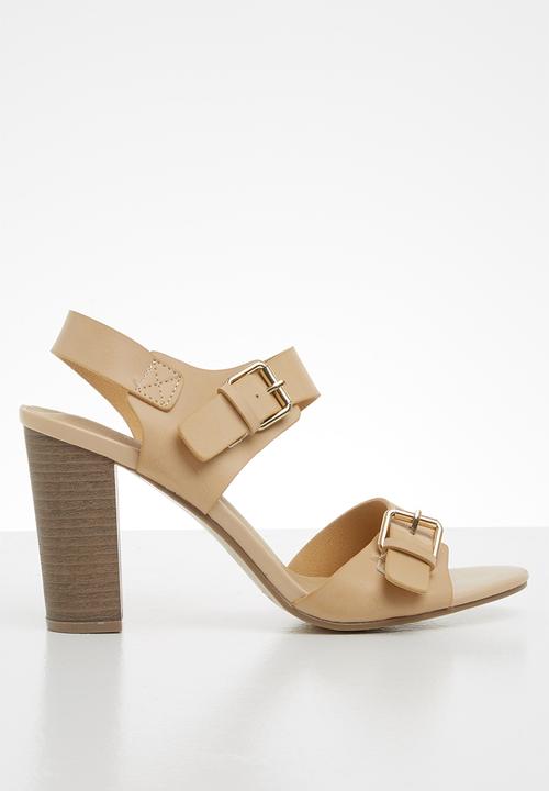 Jada - Buckle detail block heel - neutral