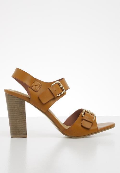 Jada - Buckle detail block heel - tan