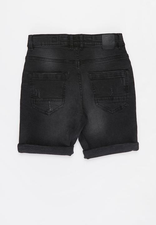 Ripstop - Fortuna basic denim shorts - black