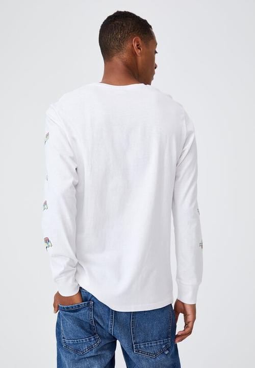 Cotton On - Tbar collab long sleeve T-shirt - white
