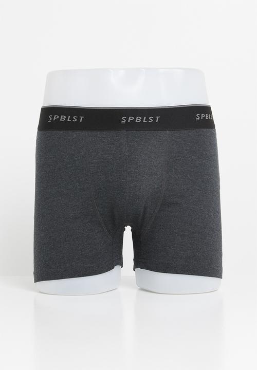 Superbalist - 2 pack tex boxer briefs - charcoal melange 