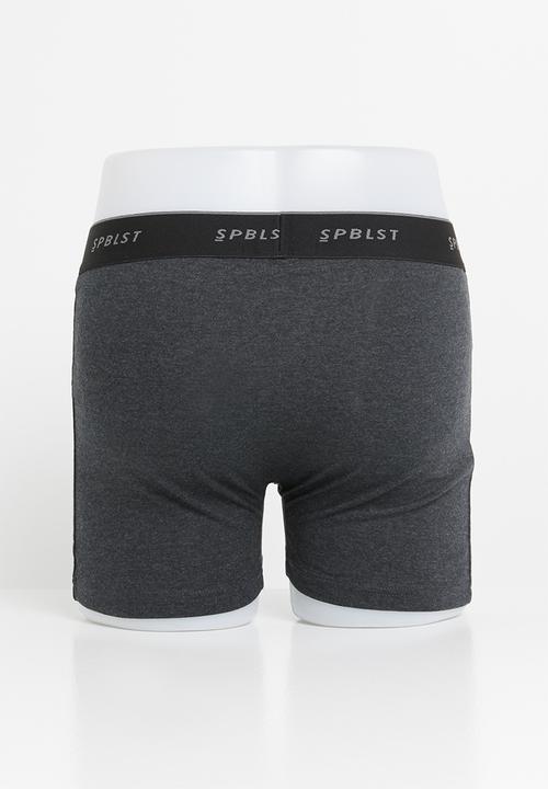 Superbalist - 2 pack tex boxer briefs - charcoal melange 