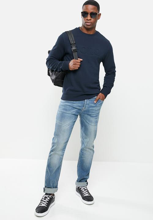 POLO - Will debossed sweater - navy