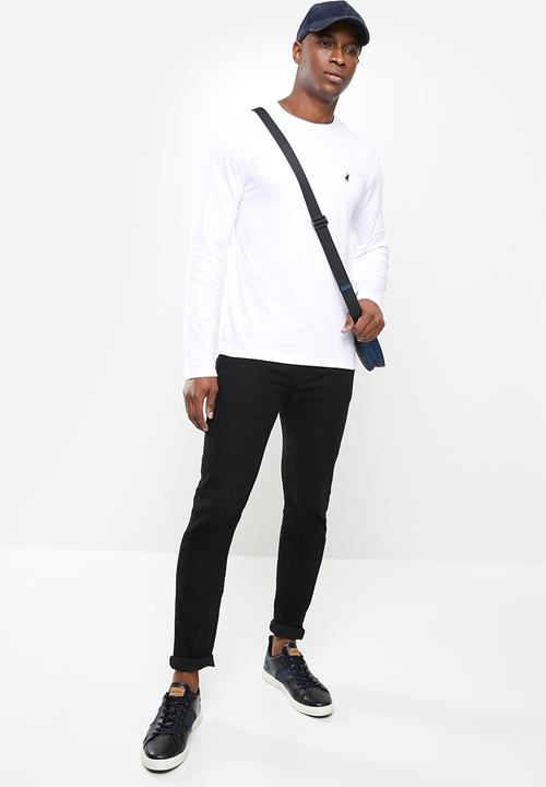 POLO - Paul long sleeve crew neck tee - white