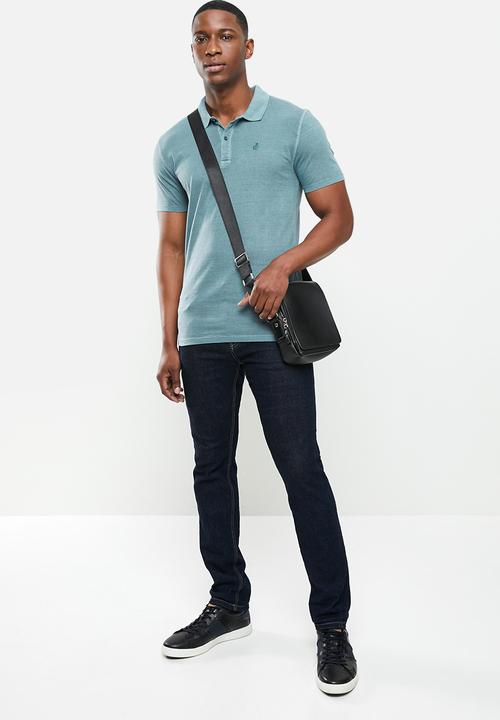 POLO - Thomas overdyed short sleeve golfer - blue