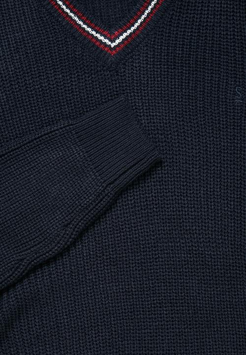 Superbalist - Chunky textured deep vee knit - navy