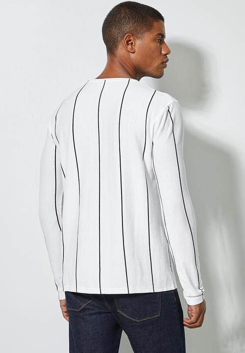 Superbalist - Nate vertical stripe tee - white & black