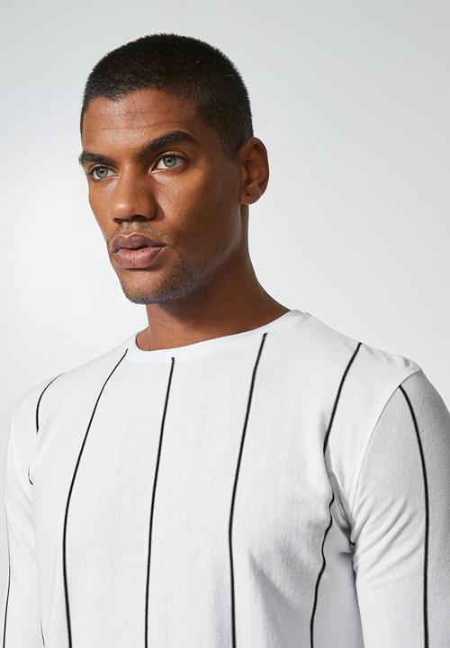 Superbalist - Nate vertical stripe tee - white & black