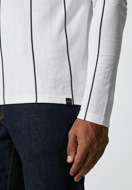 Superbalist - Nate vertical stripe tee - white & black