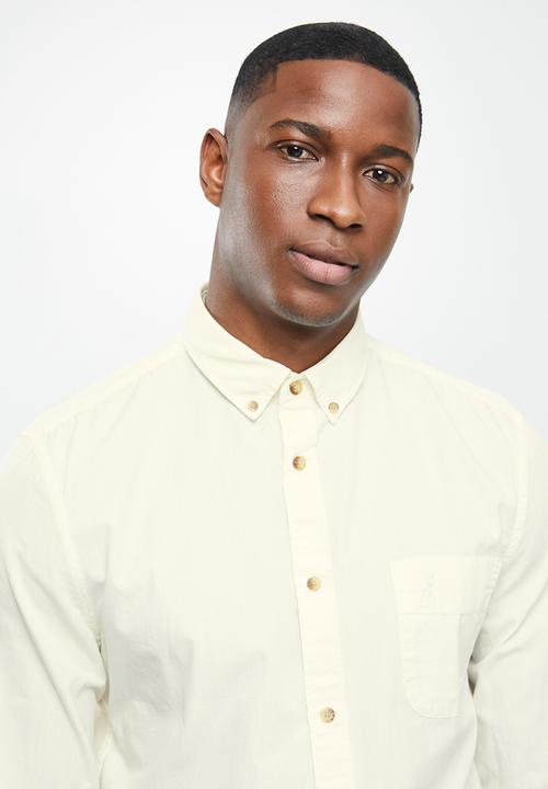 POLO - Jason plain long sleeve signature shirt - ecru