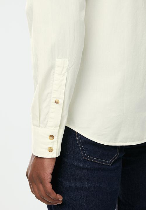 POLO - Jason plain long sleeve signature shirt - ecru