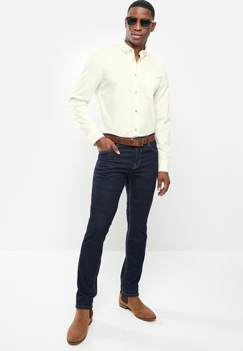 POLO - Jason plain long sleeve signature shirt - ecru