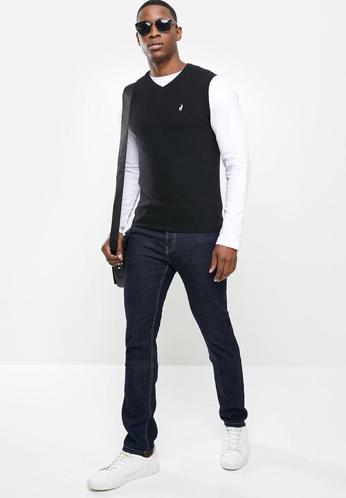 POLO - Levi v-neck knitwear - black