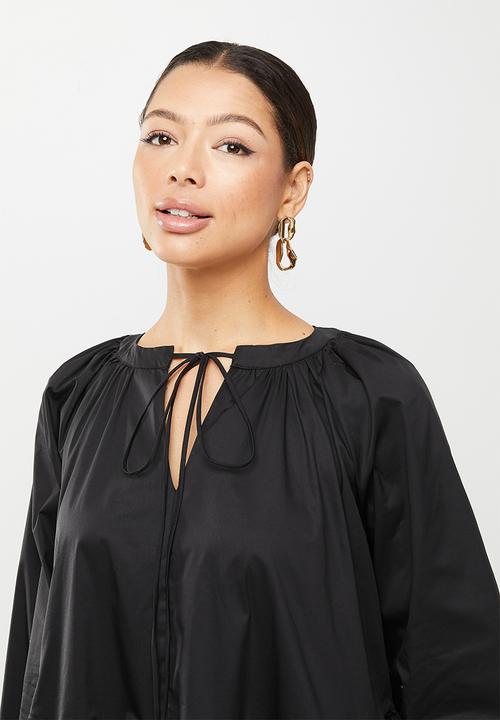 Glamorous - Volume sleeve tiered dress - black