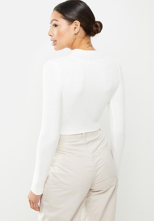 Glamorous - Cropped knit top - white