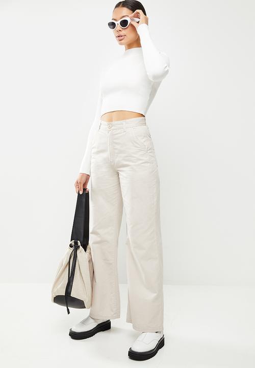 Glamorous - Cropped knit top - white