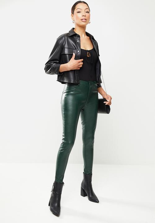 Glamorous - Pu high waisted trouser - forest green