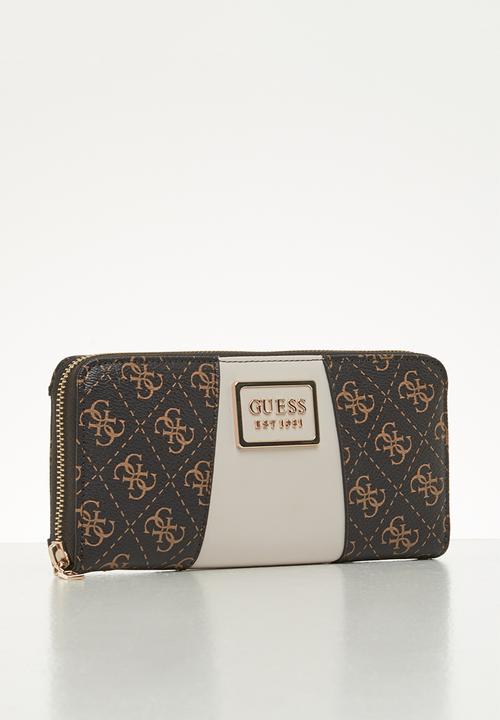 GUESS - Tyren slg large zip around - brown & stone