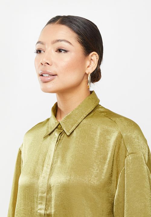 Missguided - Concealed placket oversized shirt dress - khaki