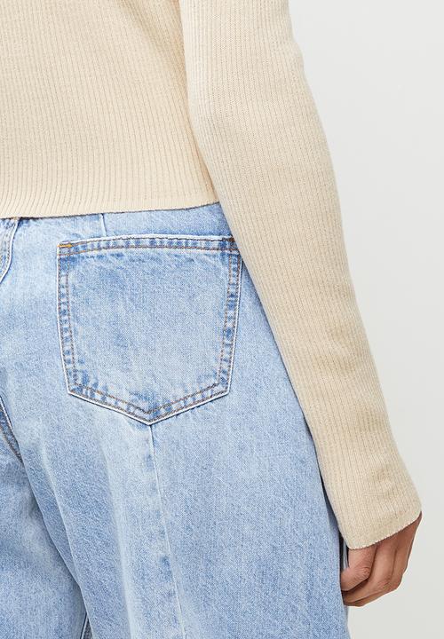 Missguided - Skinny rib crop cardigan - stone