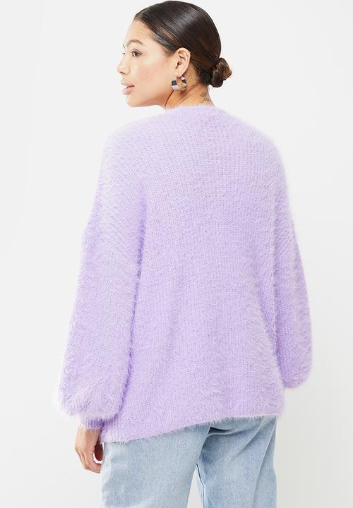 Missguided - Fluffy longline cardigan - lilac