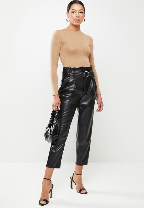 Missguided - Snit high neck long sleeve top - tan