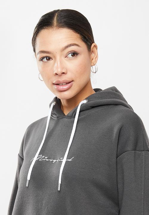 Missguided - Missguided script seam detail hoodie - grey