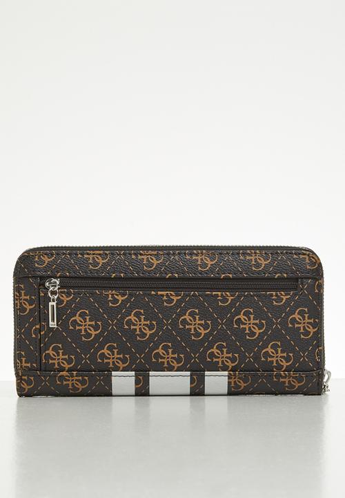 GUESS - Ambrose slg large zip around - brown & white