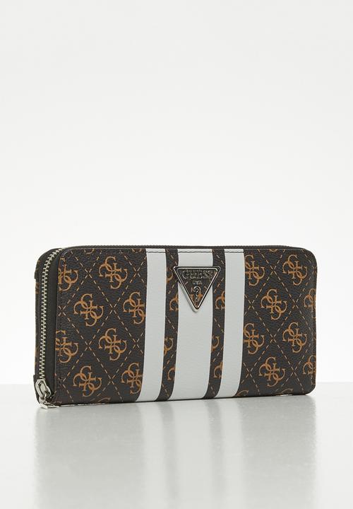 GUESS - Ambrose slg large zip around - brown & white