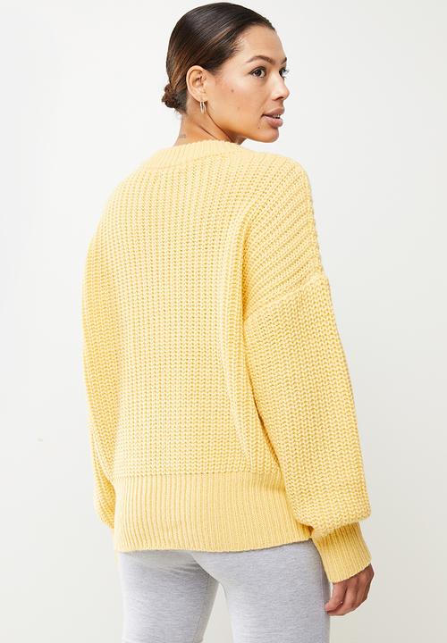 Missguided - Basic chunky crew neck jumper - yellow