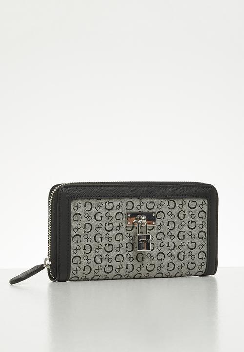 GUESS - Kravitz slg medium zip around - black