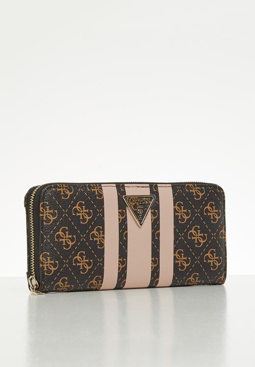 GUESS - Ambrose slg large zip around - brown & blush