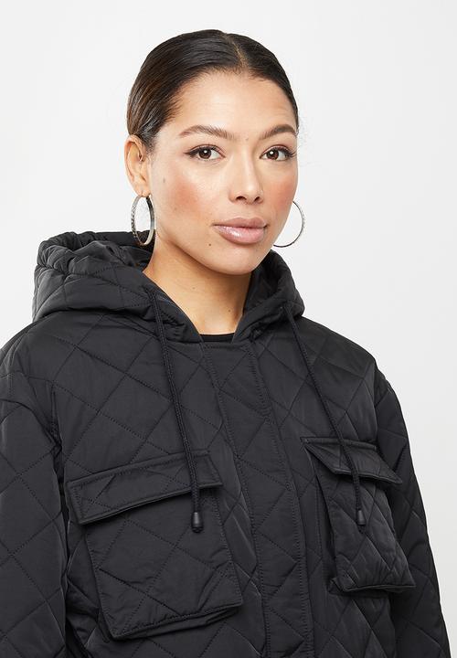 Missguided - Hooded cropped quilted jacket - black