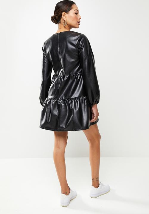 Missguided - Pu smock dress - black