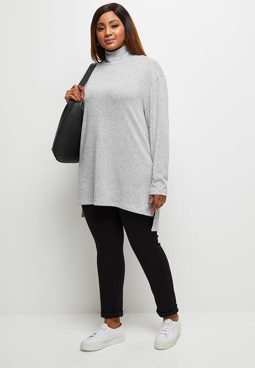 edit Plus - Ll drop shoulder roll neck tee - grey 