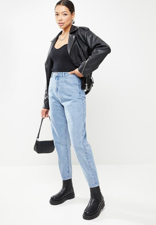 Missguided - Super wide leg tapered jean - blue